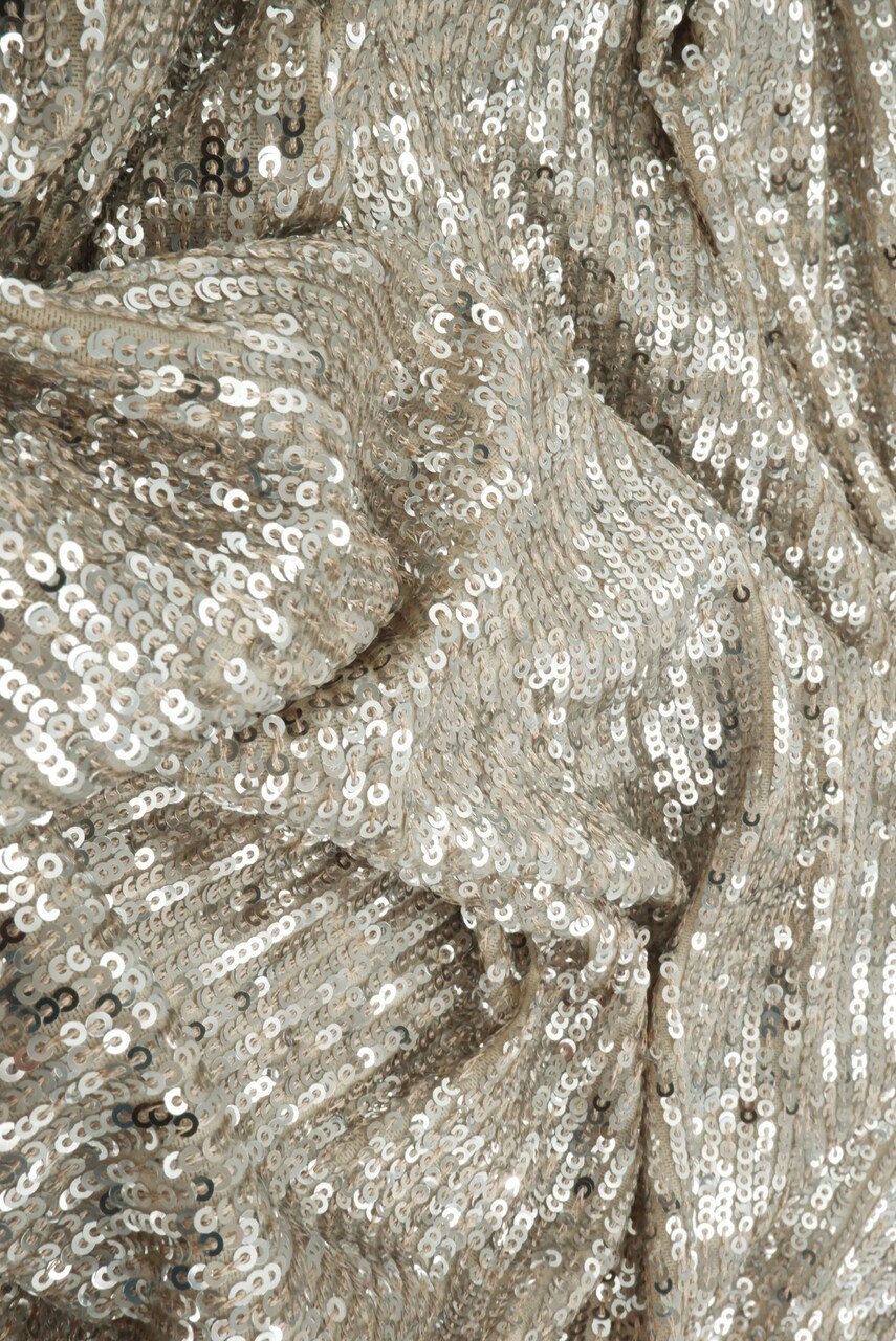 1 Yard Silver Embroidered Knit Fabric Stretch Polyester Blend 50/57 Inches Wide